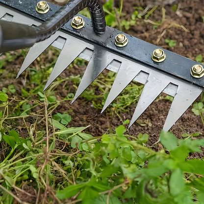 Rastrello Diserbante in Acciaio Rinforzato | Attrezzo Ultra Resistente per la Cura del Giardino