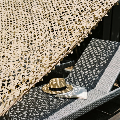 Filet de camouflage renforcé sable pour terrasse et pergola - Ambiance méditerranéenne