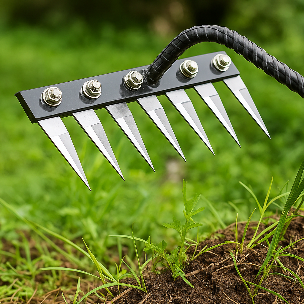 Rastrello Diserbante in Acciaio Rinforzato | Attrezzo Ultra Resistente per la Cura del Giardino